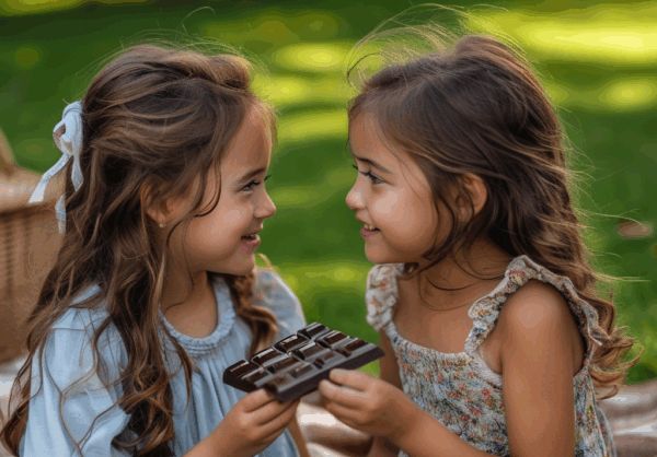 ChocoBug milk chocolate used as snack for girls to share