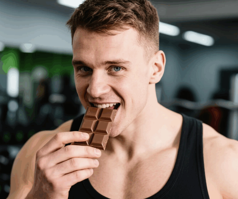 A strong man eating chocobug